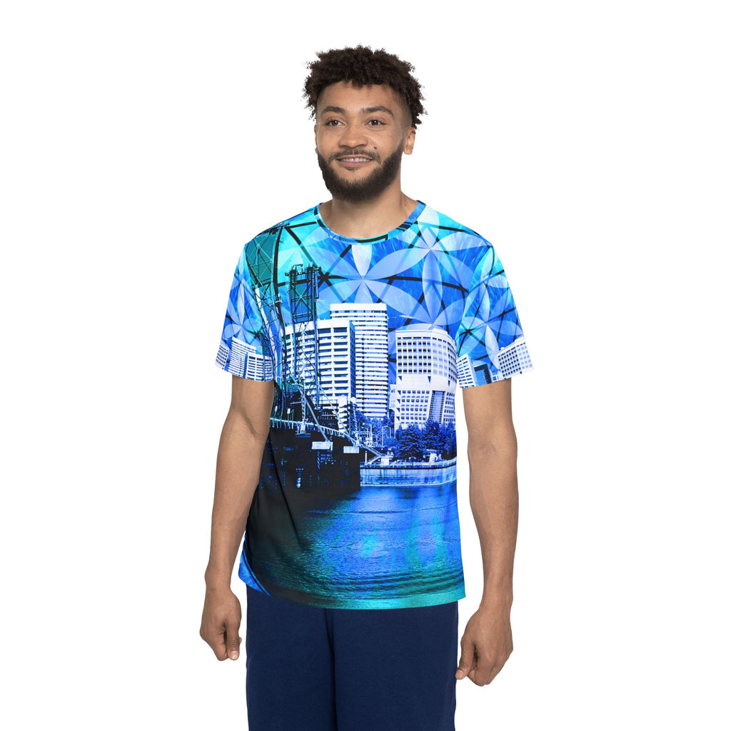 Amen Jin Blue Fire Portland Meditations Men's Sports Jersey