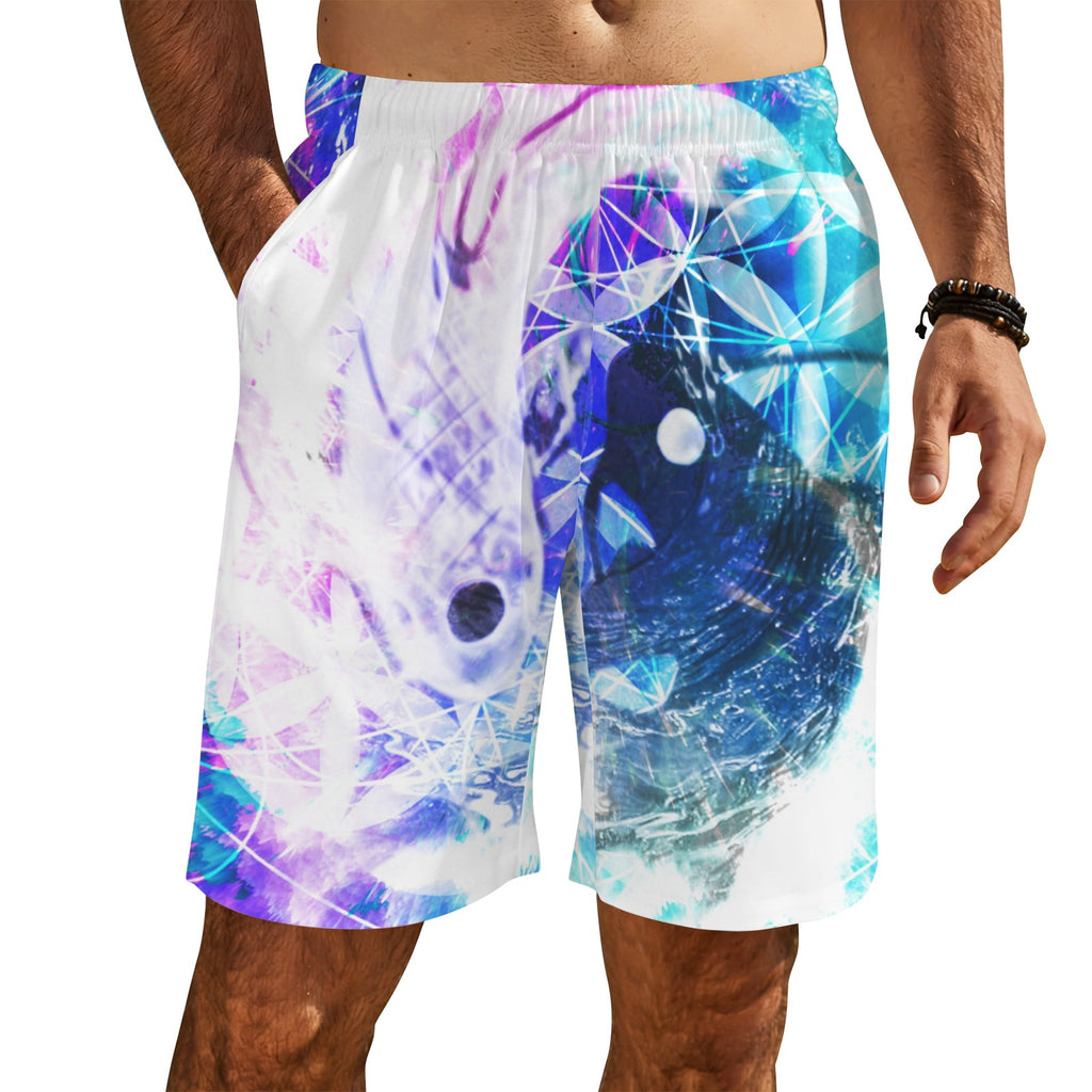 Creation's Koi Meditations Men's All Over Print Beach Shorts (Sets 26) | Ships from USA