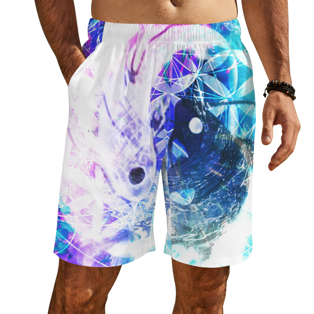 Creation's Koi Meditations Men's All Over Print Beach Shorts (Sets 26) | Ships from USA
