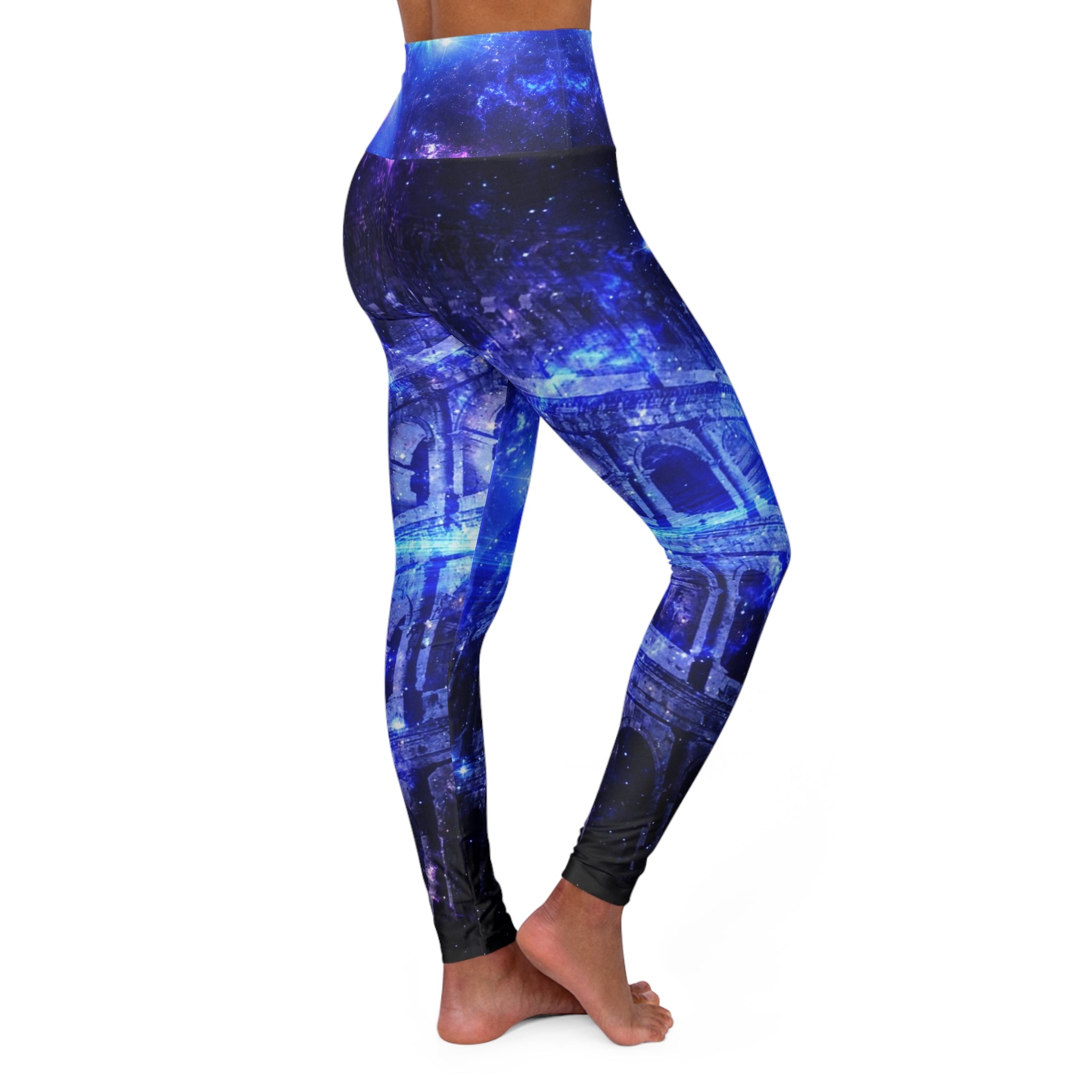 Iridescent Dreams of Roman Patterns Past High Waisted Yoga Leggings