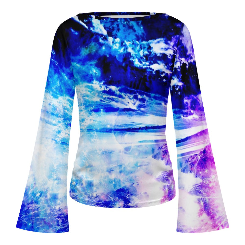 Creation's Heaven Dancing Sea Dreams Women's Boat Neck Bell Sleeve T-shirt