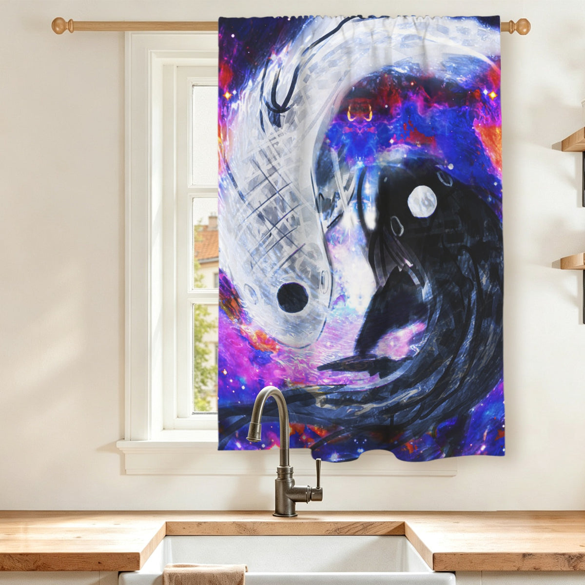 Katerina's Cassandra Koi Desires Window Curtain 27.6" x 39.4" ( 1 Piece ) | Ships from USA