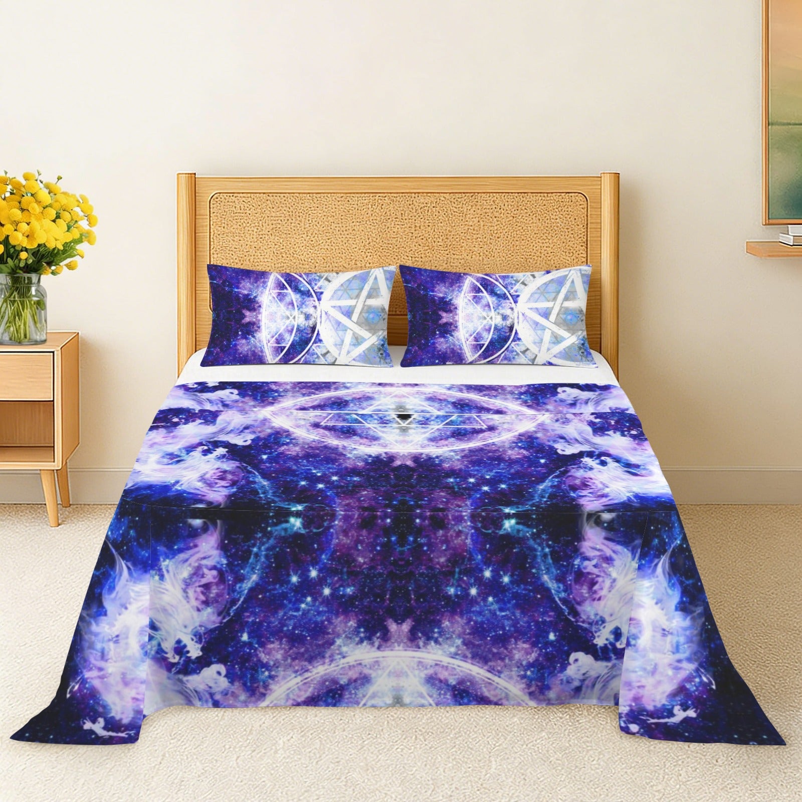 Amen Jin's Katerina's Dracularian Dragoness Triple Goddess Meditations 3-Piece Bedding Set (Bed Sheet + Pillowcases)  | Ships from USA