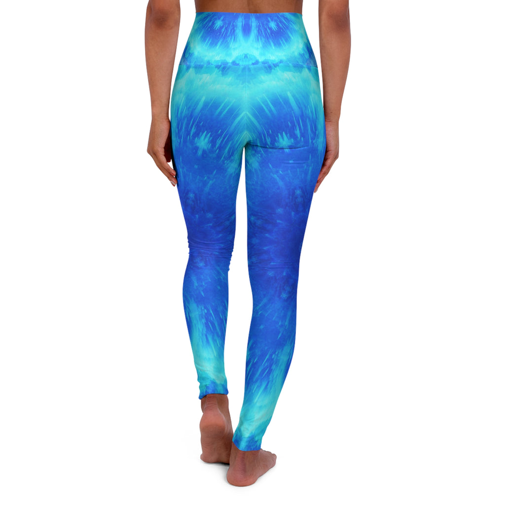 Amen Jin's Blue Fire Desires High Waisted Yoga Leggings