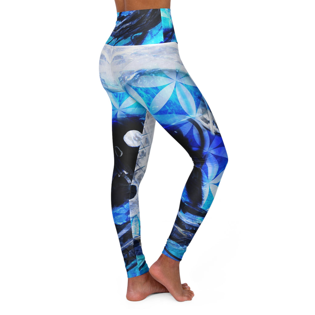 Amen Jin's Blue Fire Koi Meditations High Waisted Yoga Leggings