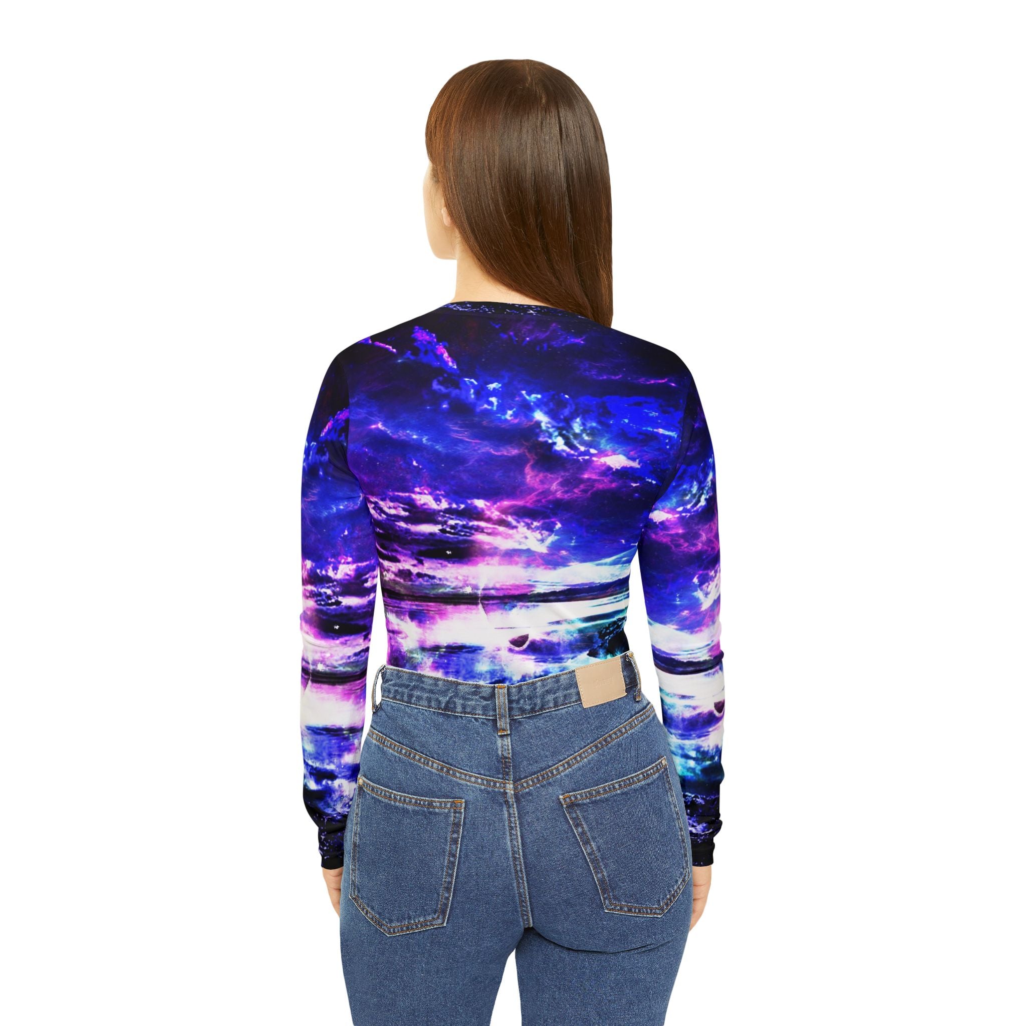 Amethyst Dancing Sea Dreams  Women's Long Sleeve V-neck Shirt