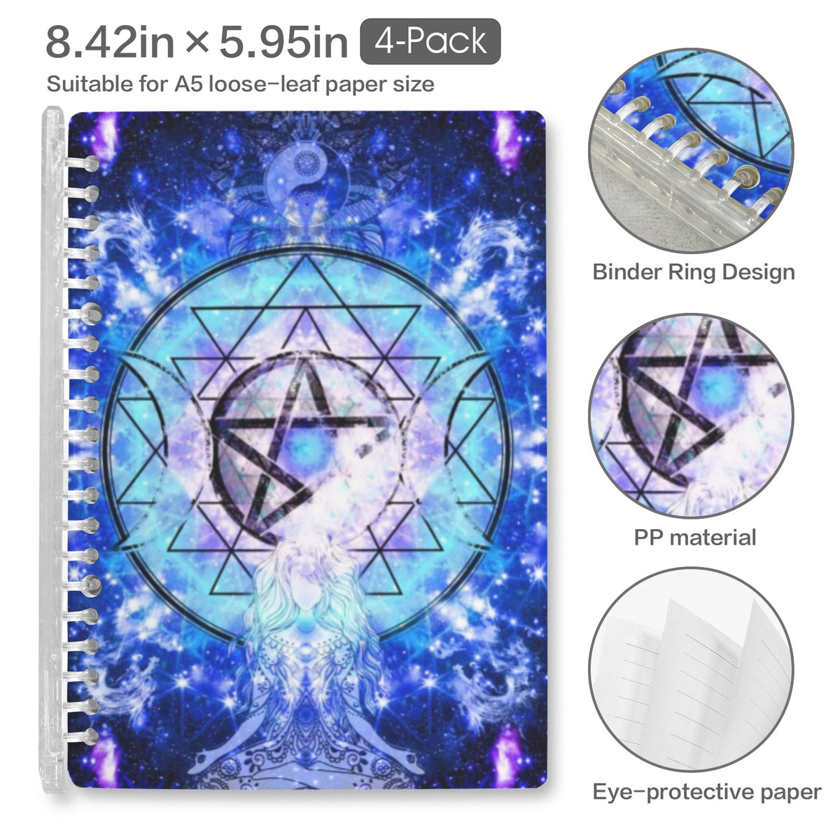 Amen Jin's Katerina's Eros & Psyche Magical Awakening Meditations Loose-Leaf Notebooks ( Cover Print, 4-Pack ) | Ships from USA