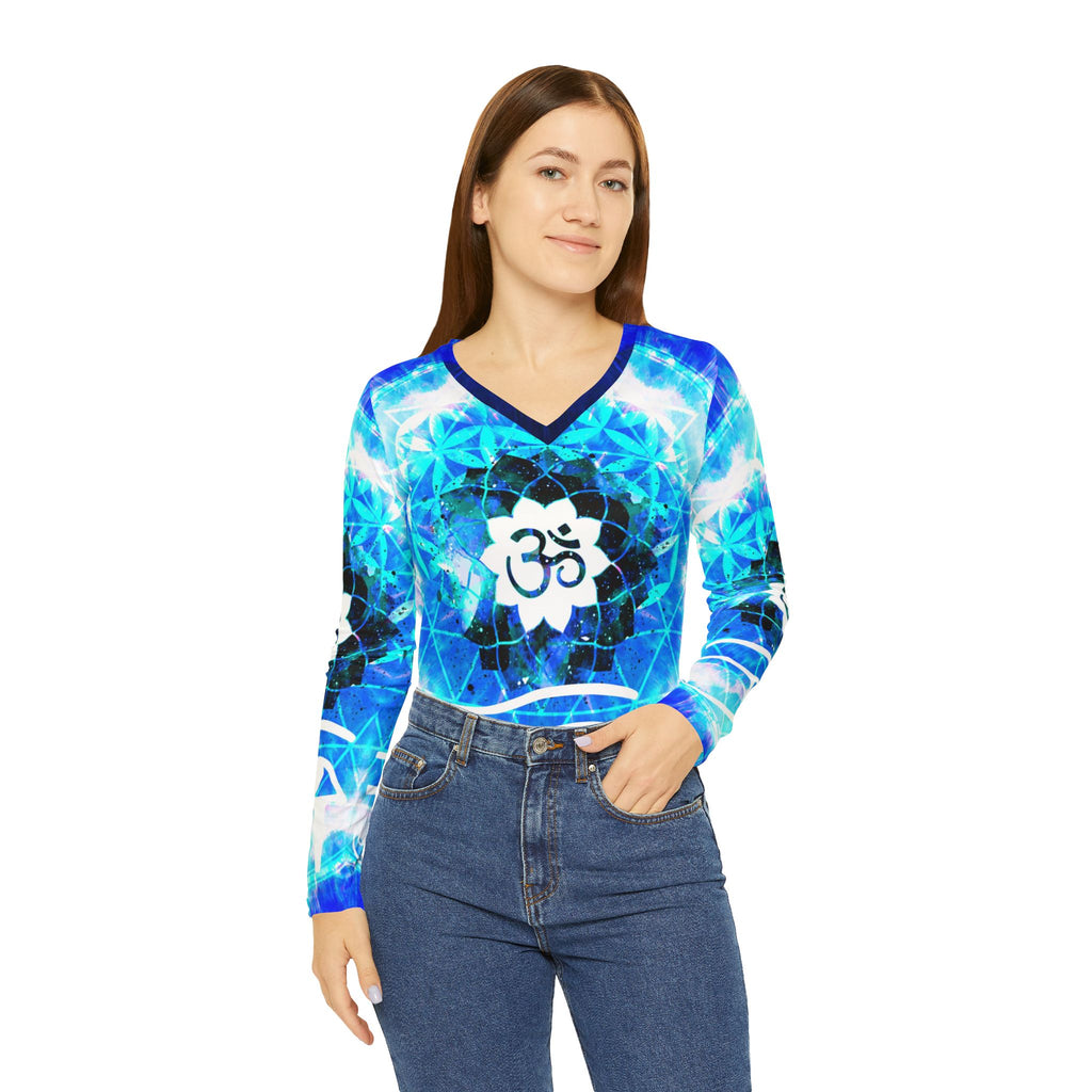 Amen Jin's Blue Sun Fairy Om Meditations Long Sleeve V-neck