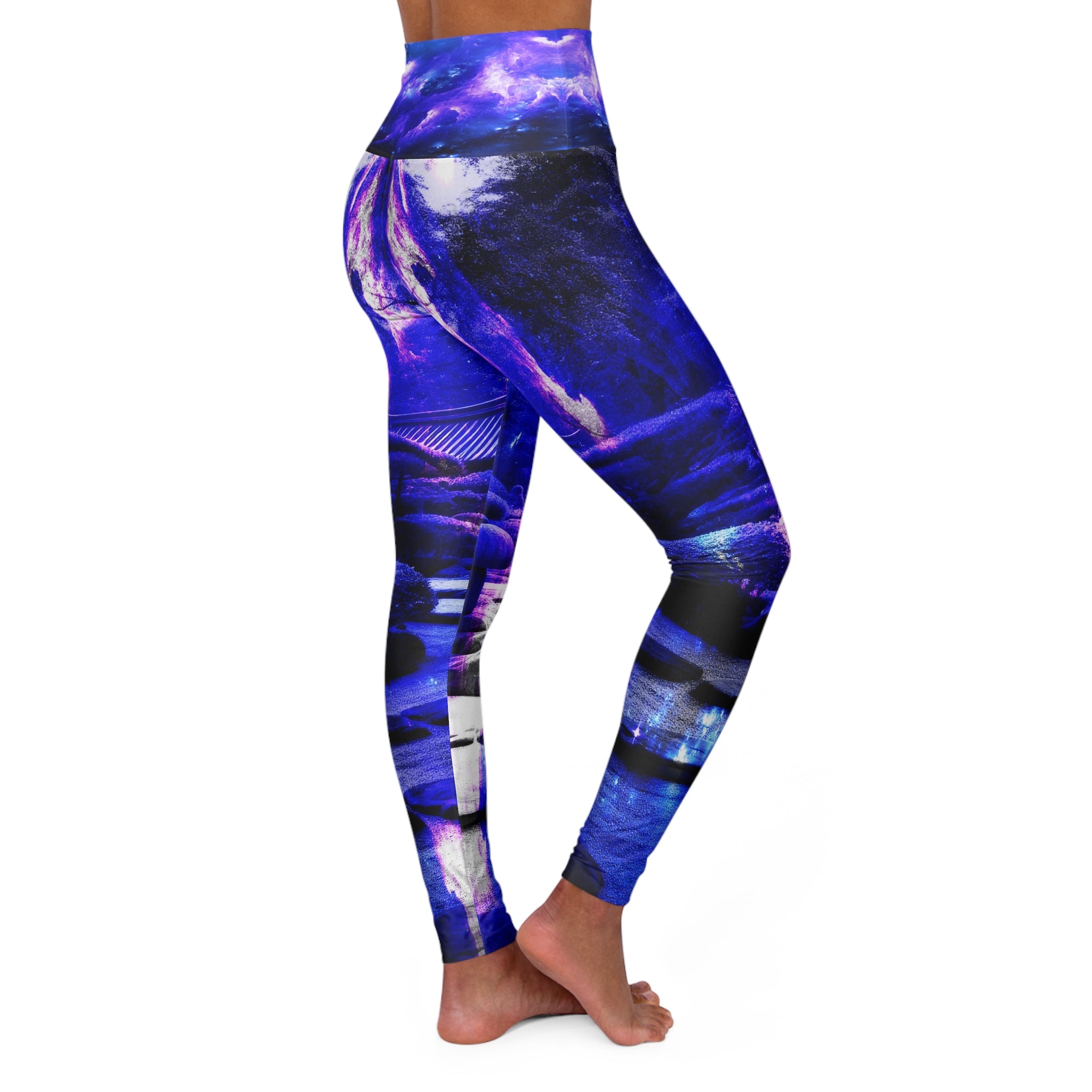 Amethyst Sapphire Tranquil Garden Dreams High Waisted Yoga Leggings
