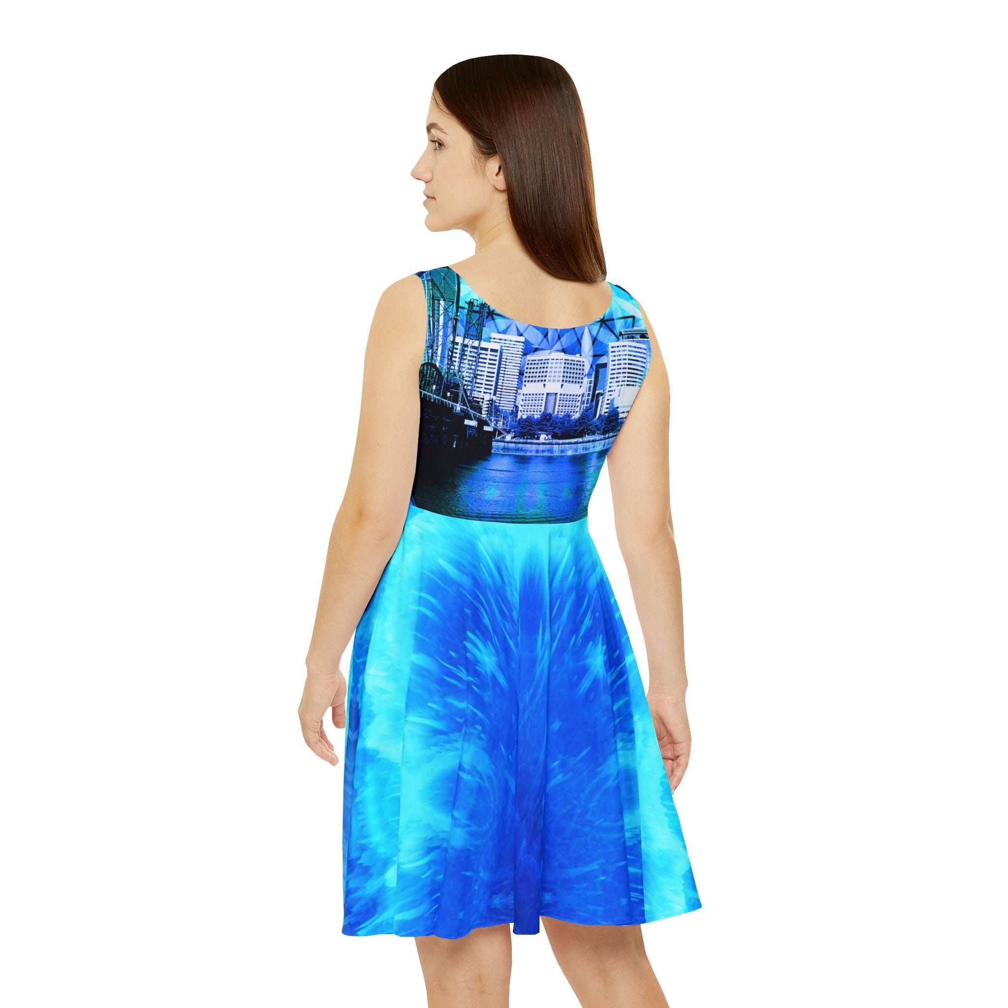 Amen Jin's Blue Fire Portland Meditations Women's Skater Dress