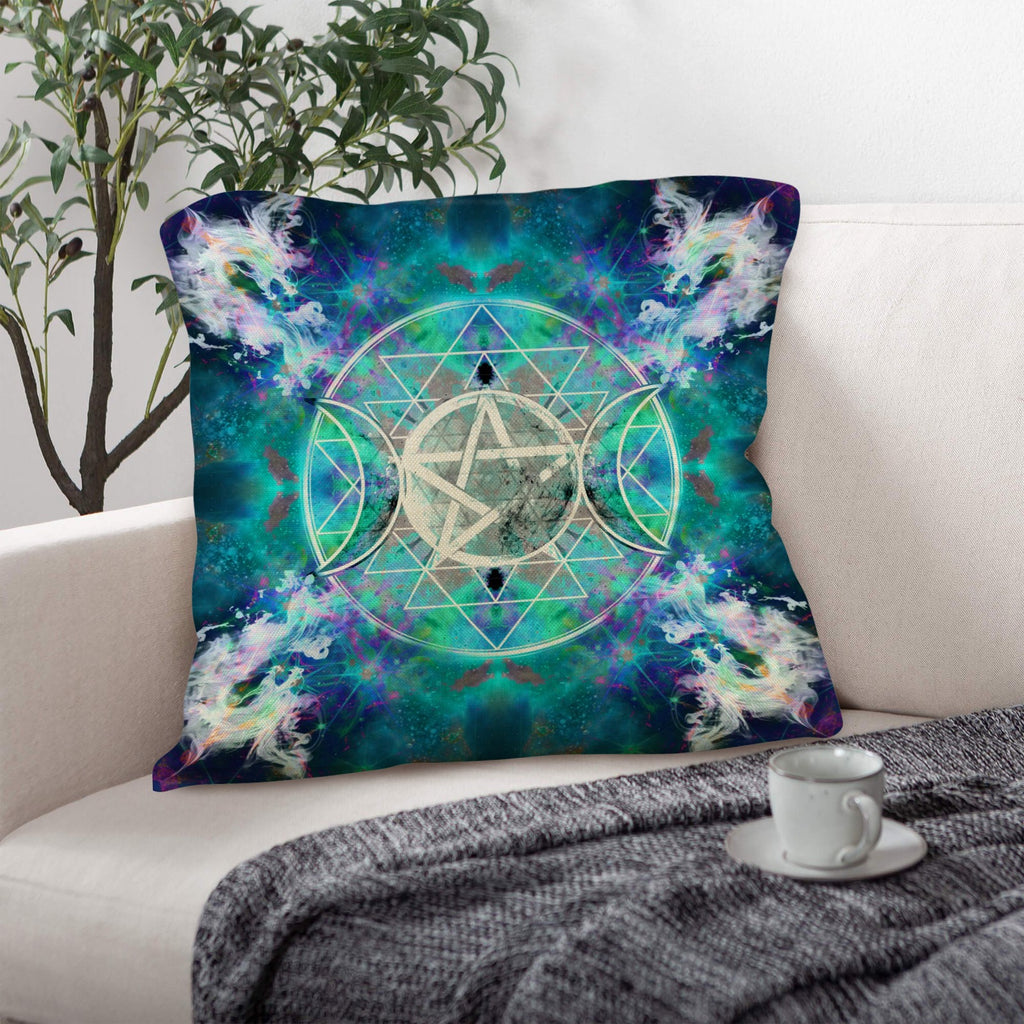 Katerina's Now & Forever Triple Goddess Meditations Linen Throw Pillow 18" x 18" ( 1 Piece ) | Ships from USA