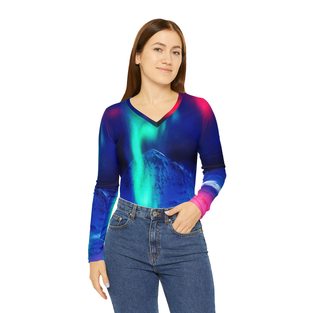 Lighted String Matanuska Dreams Women's Long Sleeve V-neck Shirt