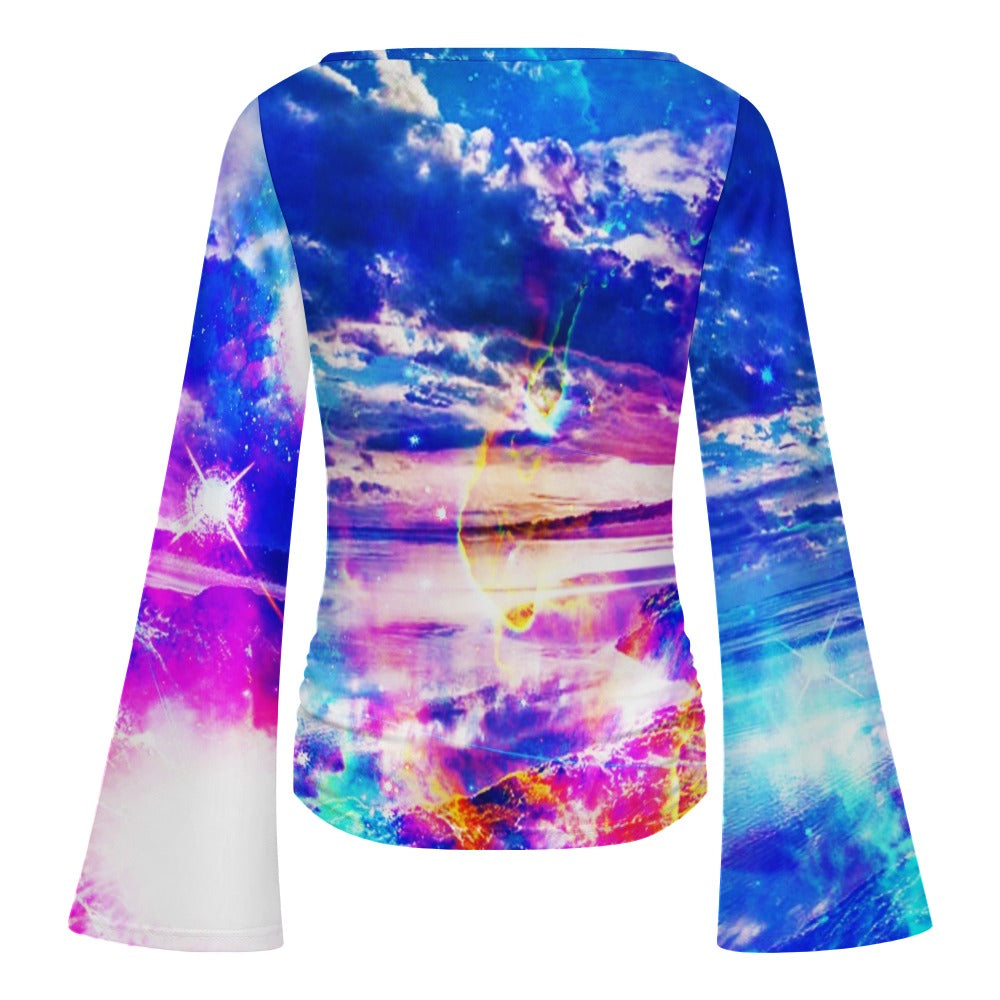 Dancing Sea Dreams Women's Boat Neck Bell Sleeve T-shirt