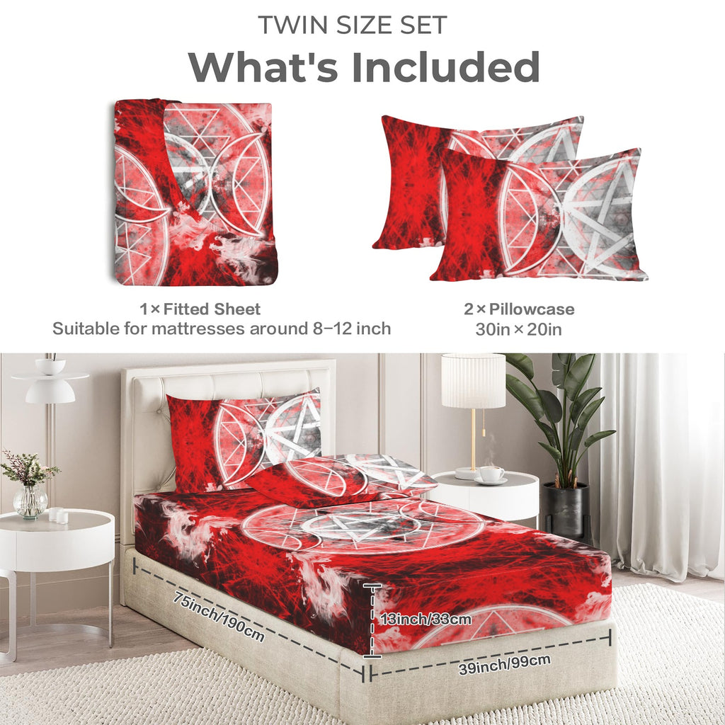 Katerina's Waiting for Hello Triple Goddess Meditations Twin Bedding Set (Fitted Sheet + Pillowcases) | Ships from USA