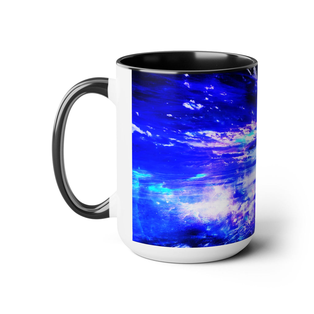 Amethyst Sapphire Dancing Sea Dreams Two-Tone Coffee Mugs, 15oz
