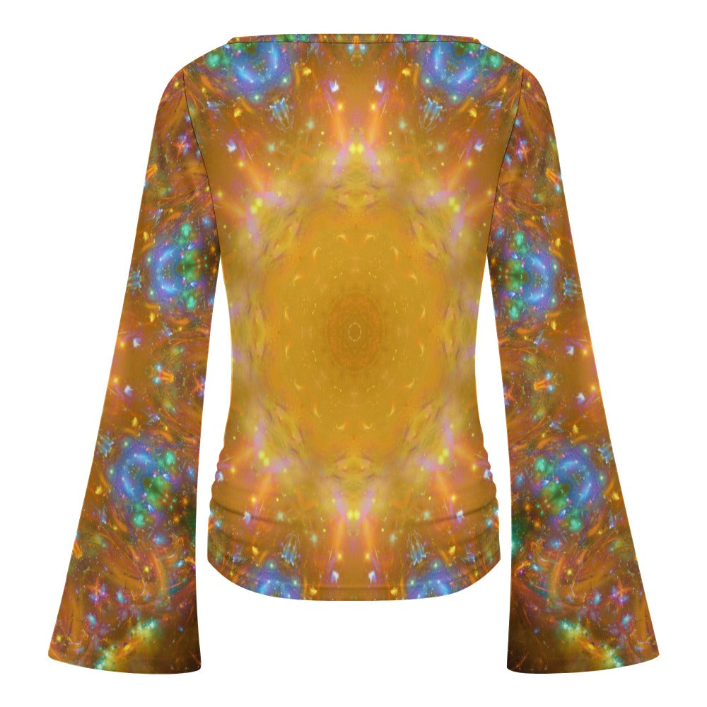 Amen Jin's Dreams of the Lake Desires Women's Boat Neck Bell Sleeve T-shirt