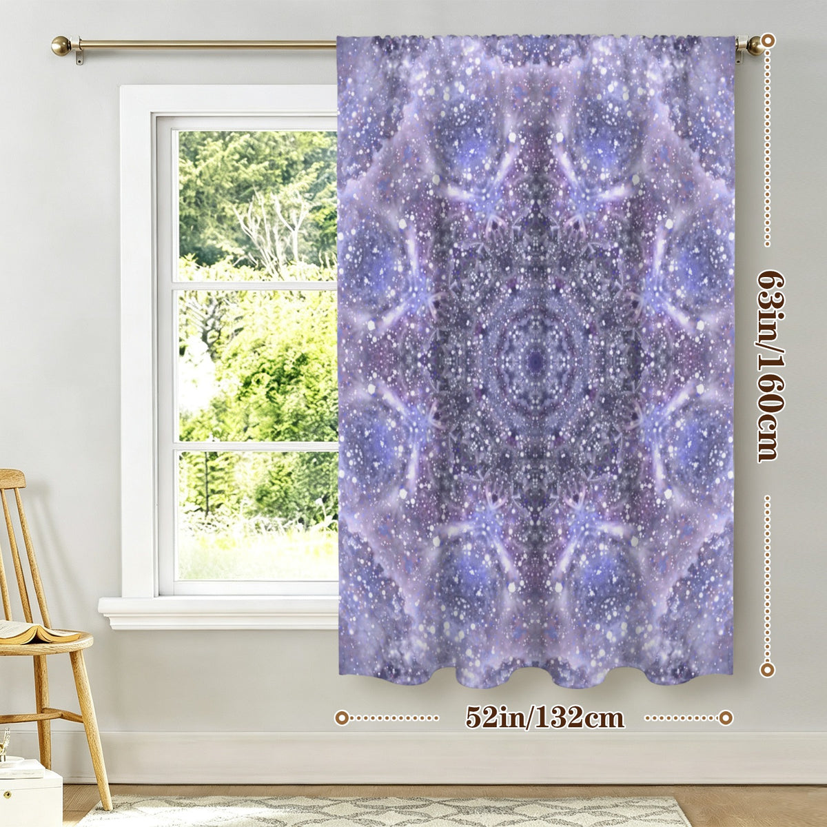 Katerina's Lilac Star Desires Window Curtain 52" x 63" ( 1 Piece ) | Ships from USA