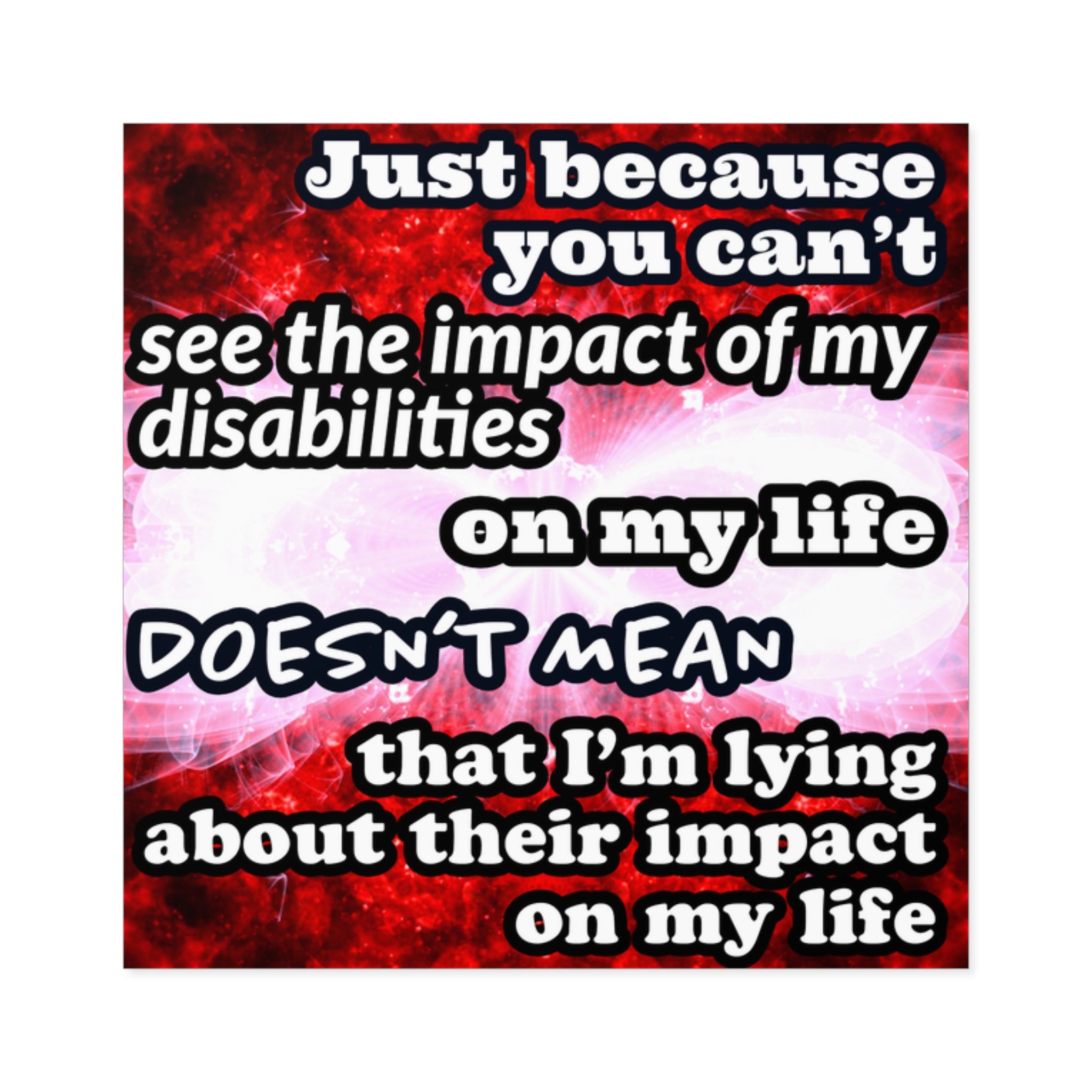 Katerina's Battle Symphony Red Instead "Just Because You Can't See" Square Stickers, Indoor\Outdoor