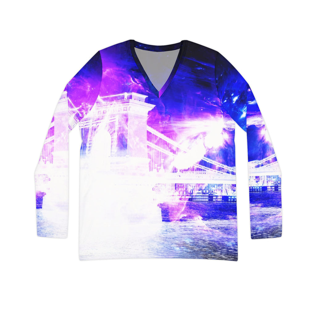 Ad Amoreum Amisi Amethyst Sapphire Budapest Dreams Long Sleeve V-neck Shirt