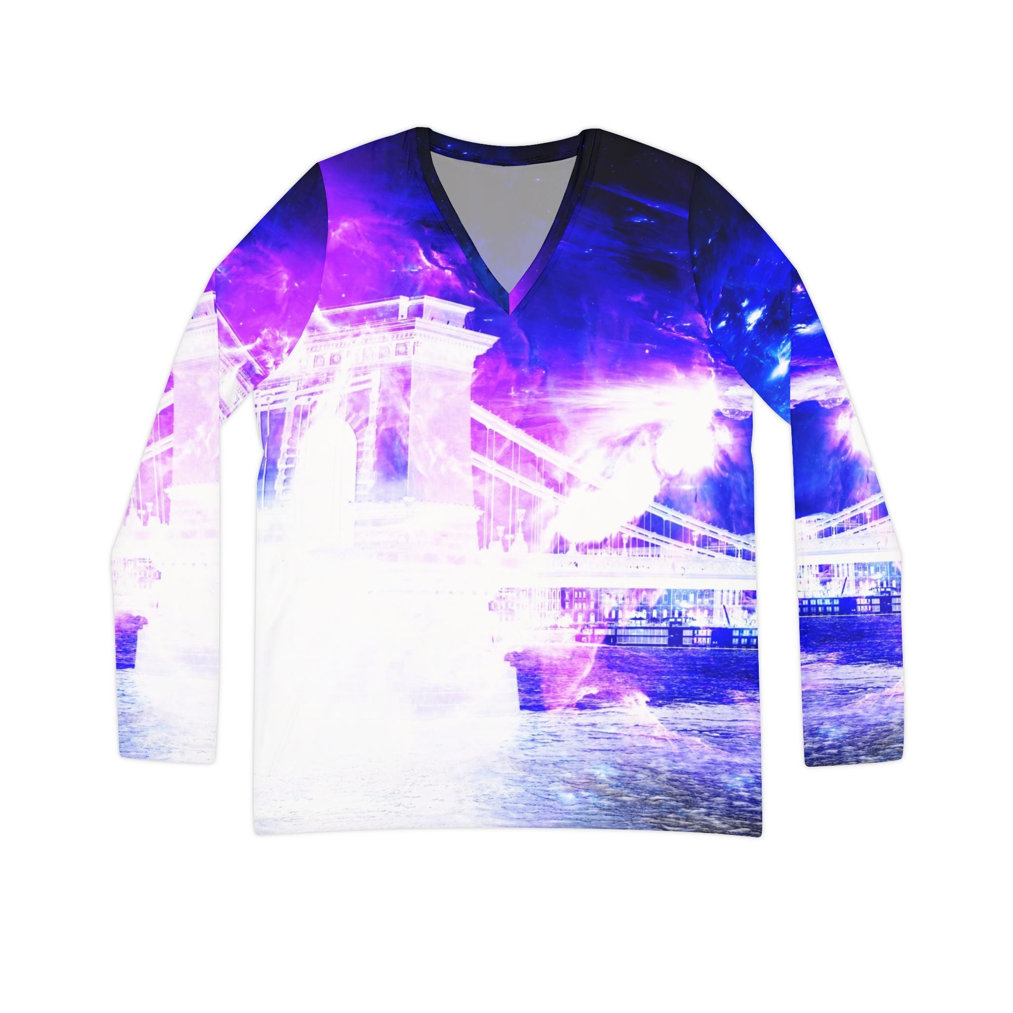 Ad Amoreum Amisi Amethyst Sapphire Budapest Dreams Long Sleeve V-neck Shirt