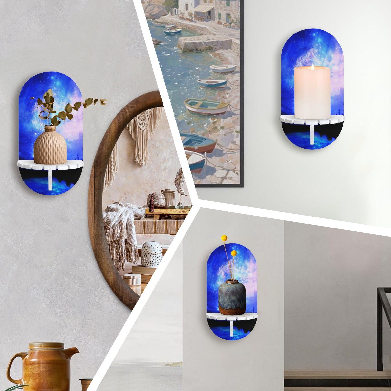 Starry Night Dreams Wall Mounted Candle Holder | Ships from USA