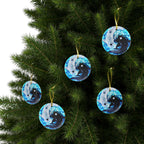Amen Jin's all the White Horses Koi Meditations Glass Ornaments