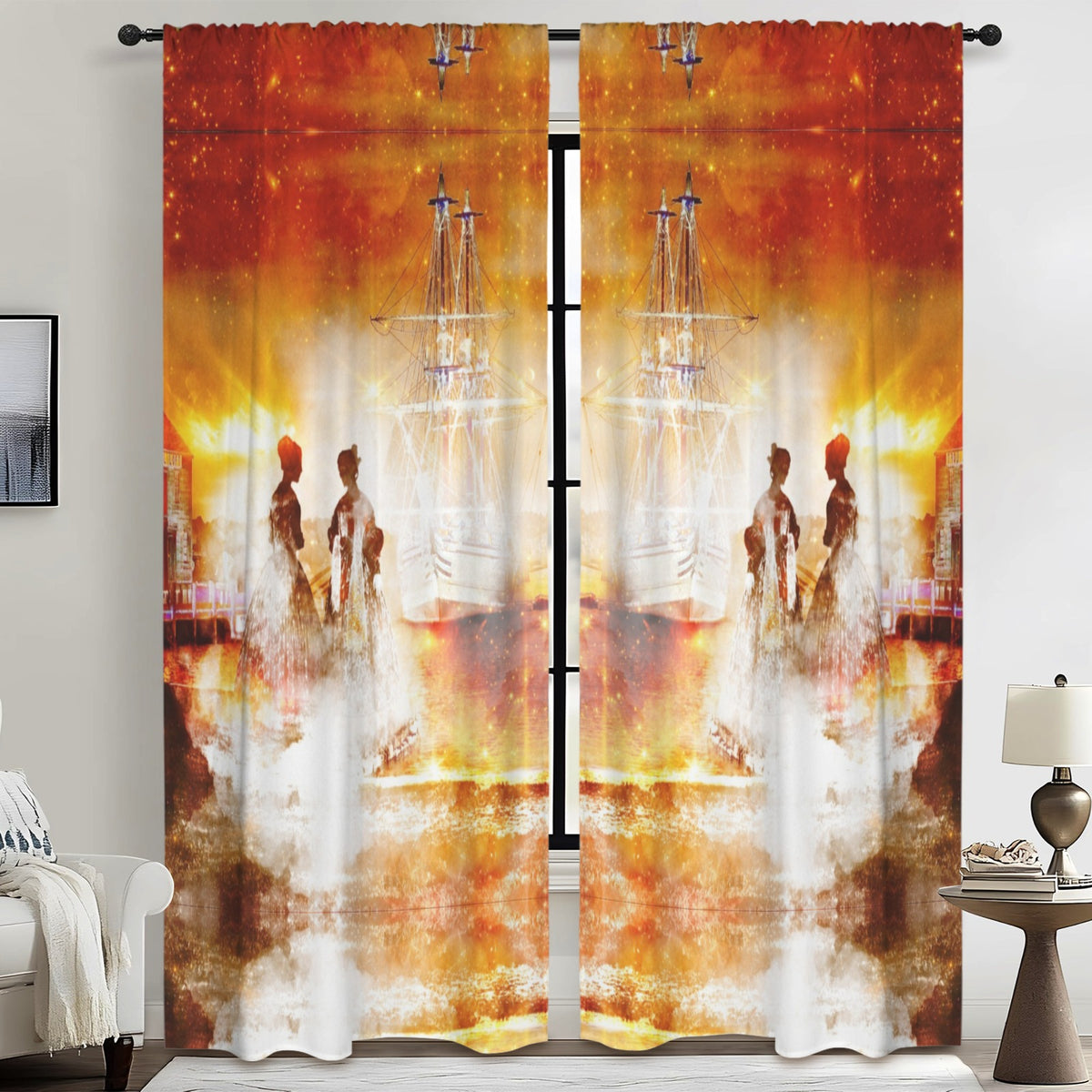 Samhain Eve Salem Harbor Dreams Floor-To-Ceiling Curtain 52x84inch | Ships from USA