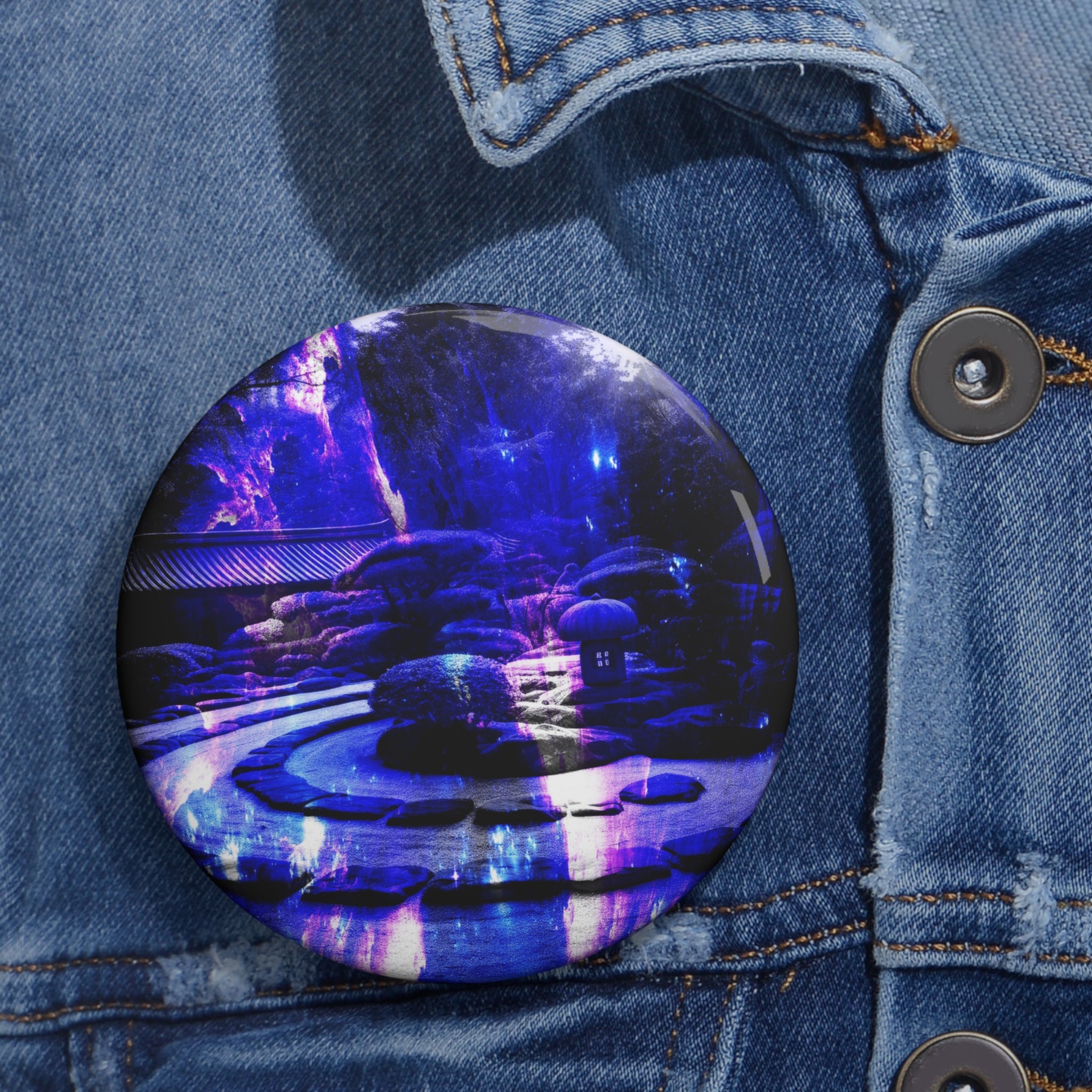 Ametyst Sapphire Tranquil Garden Dreams Custom Pin Buttons