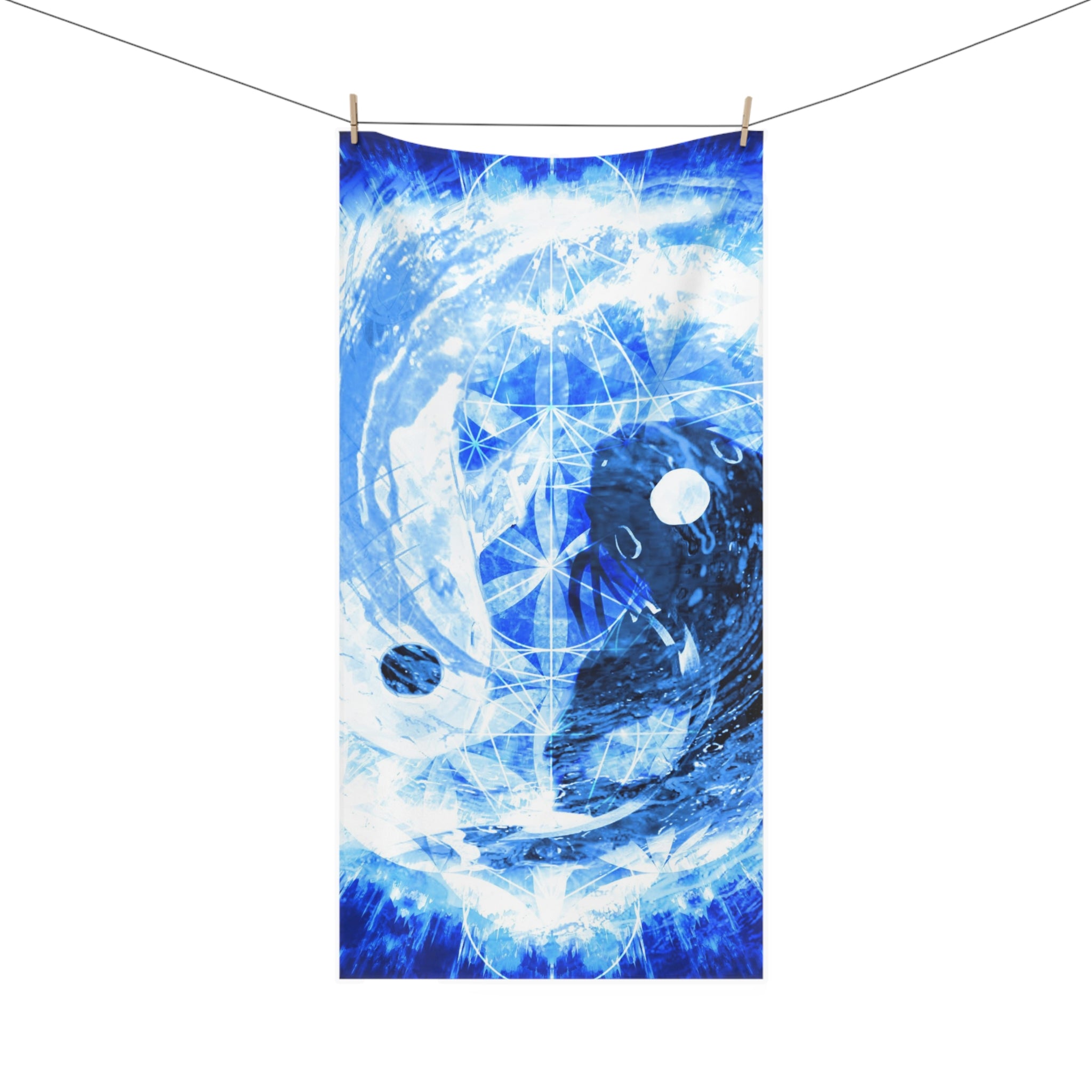 Amen Jin's Blue Sun Koi Meditations Mink-Cotton Towel