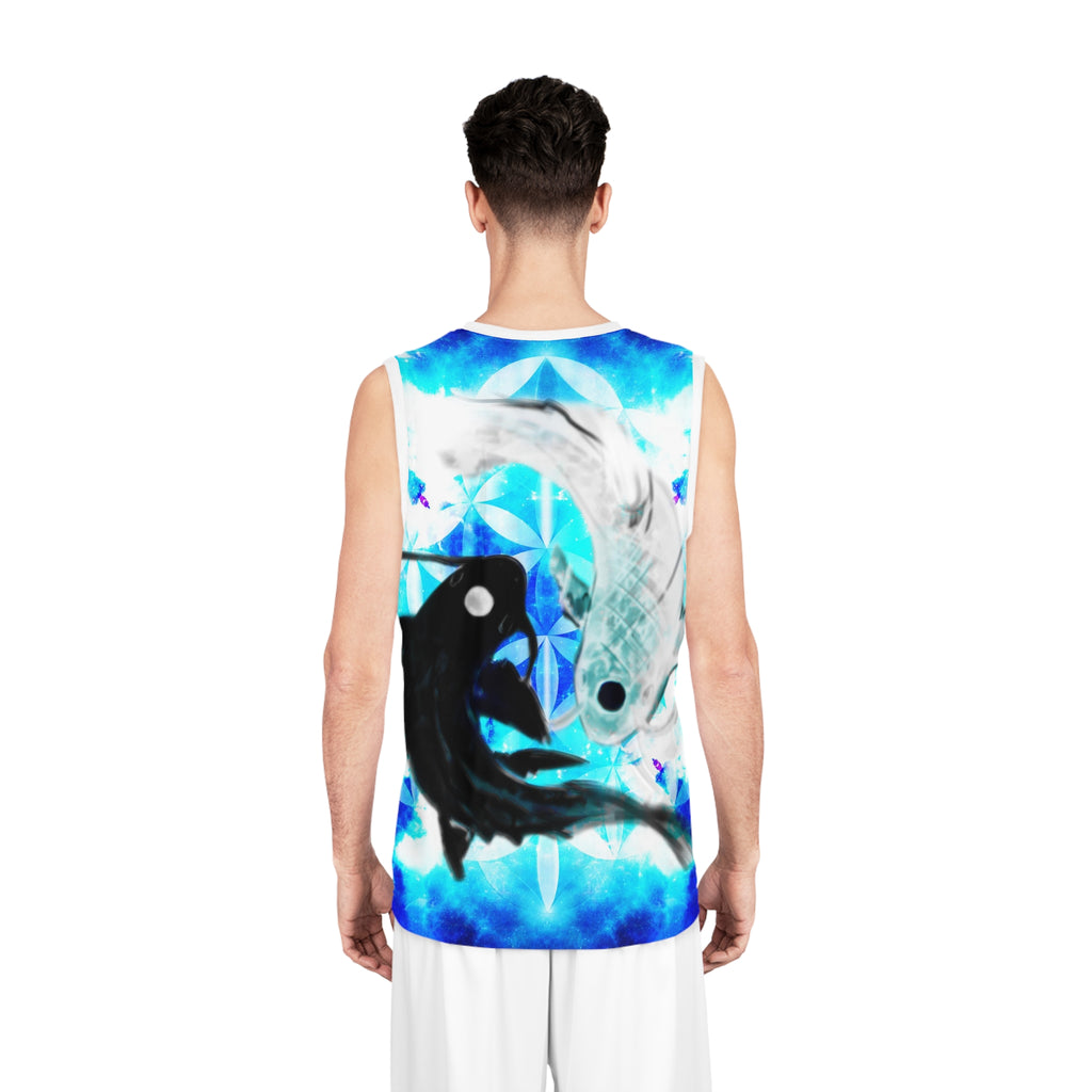 Amen Jin's Mandala of Dragon Fire Koi Meditations Basketball Jersey