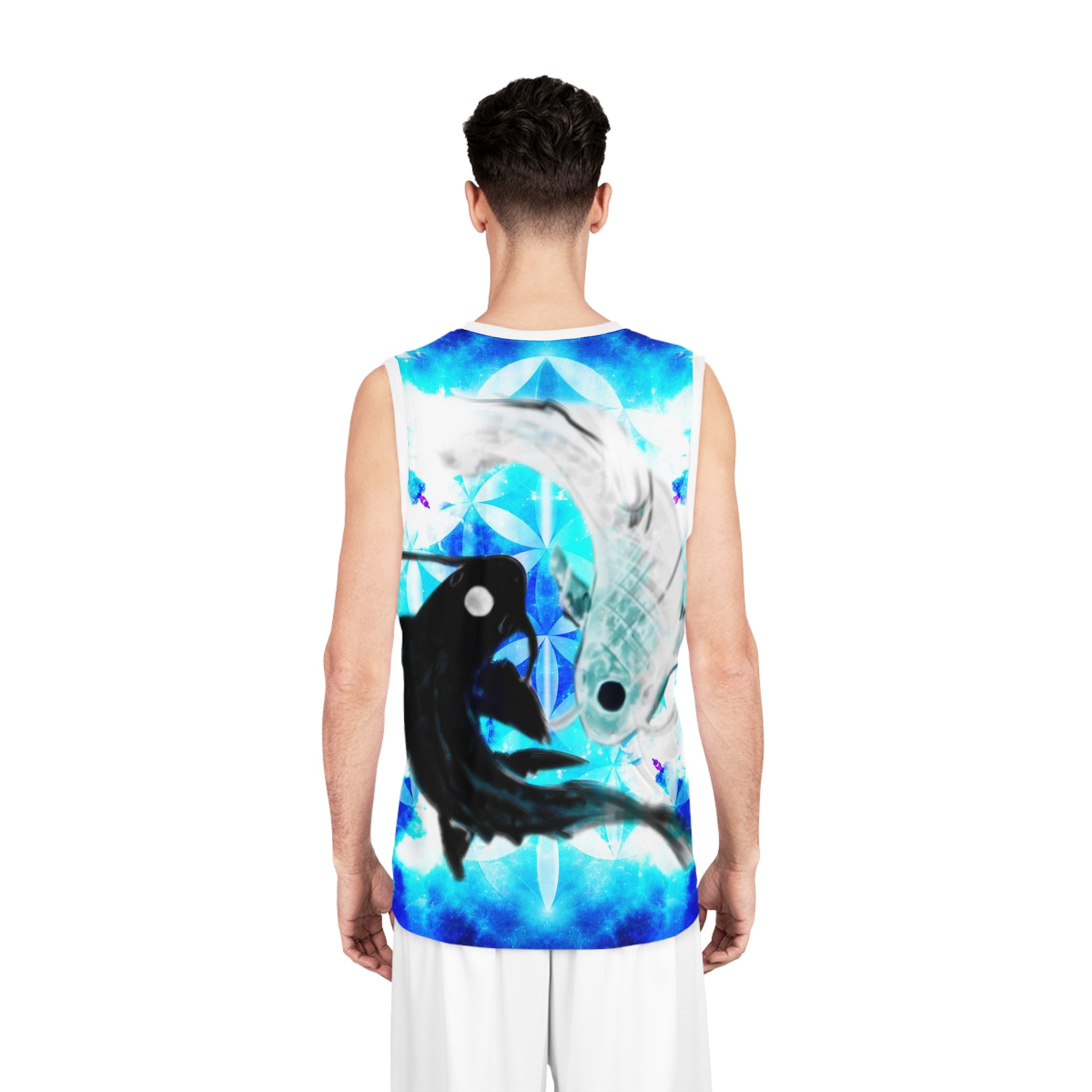 Amen Jin's Mandala of Dragon Fire Koi Meditations Basketball Jersey