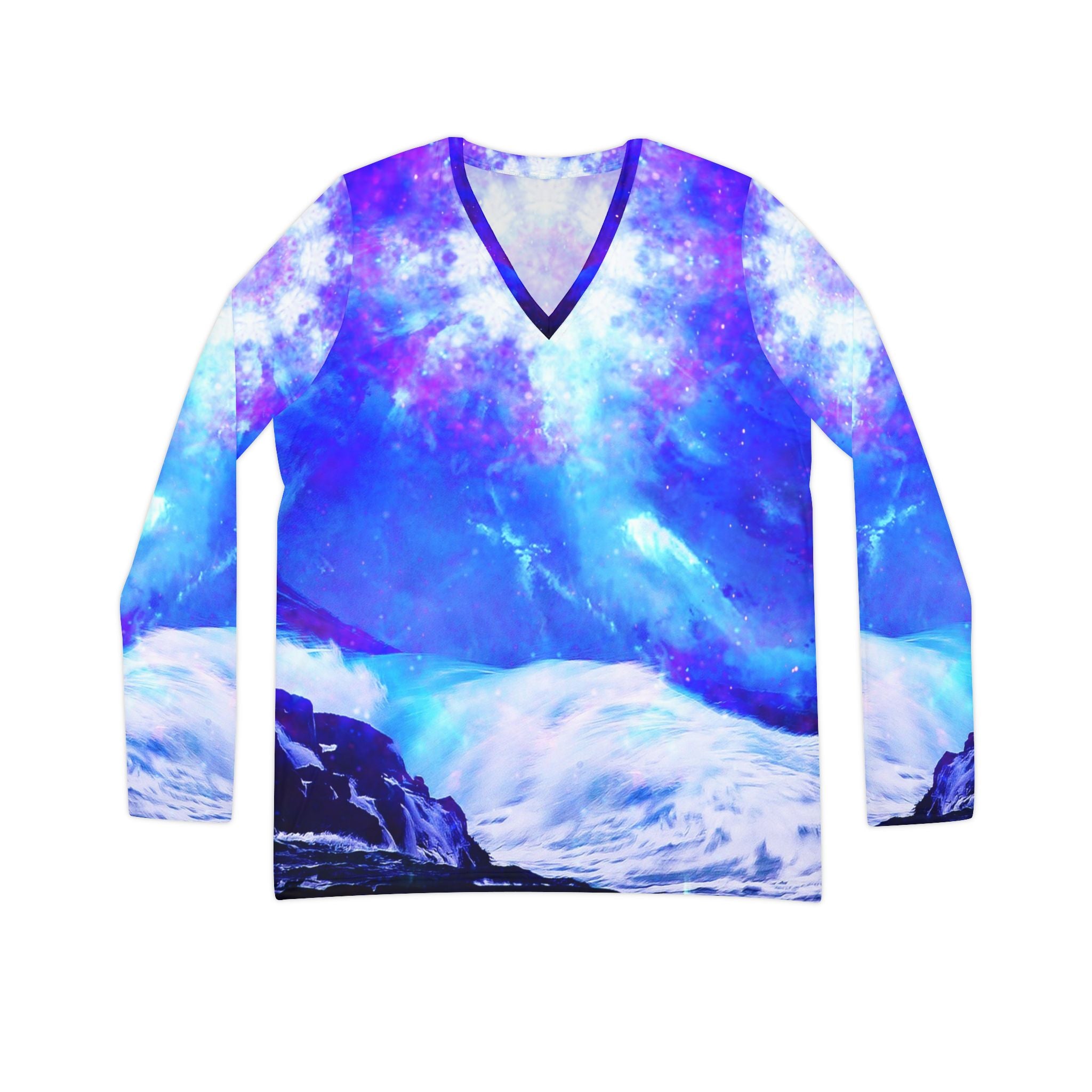 Ajna Serenity Bay Dreams Women's Long Sleeve V-neck Shirt