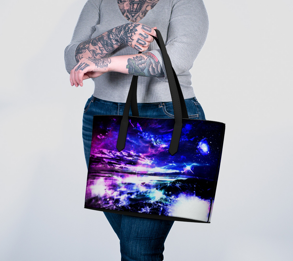 Amethyst Dancing Sea Dreams Vegan Leather Tote Bag