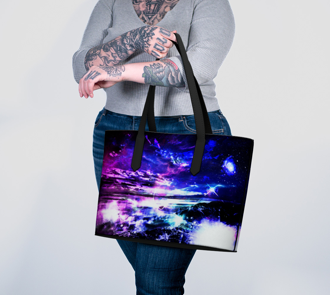 Amethyst Dancing Sea Dreams Vegan Leather Tote Bag