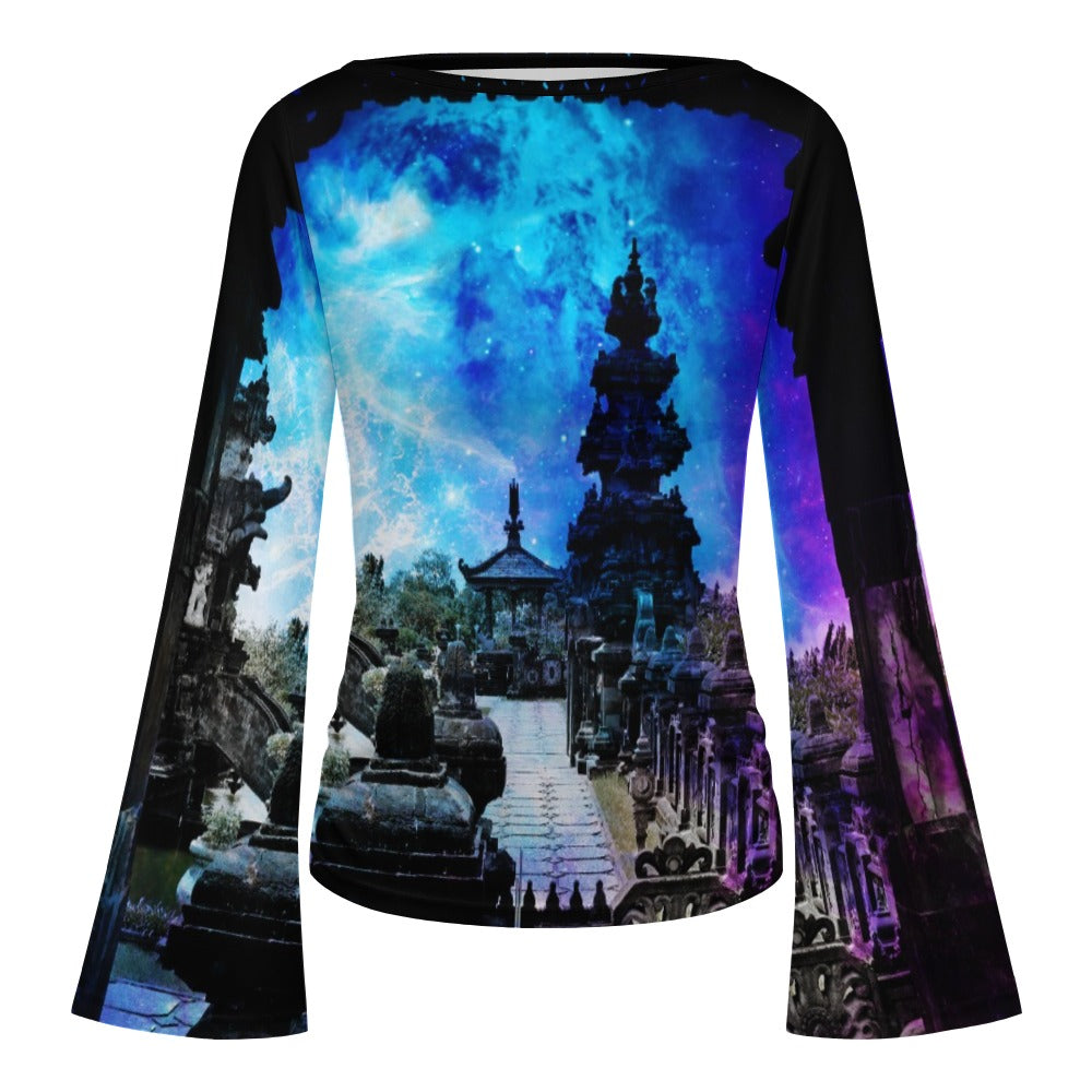 Creation's Heaven Balinese Dreams Women's Boat Neck Bell Sleeve T-shirt