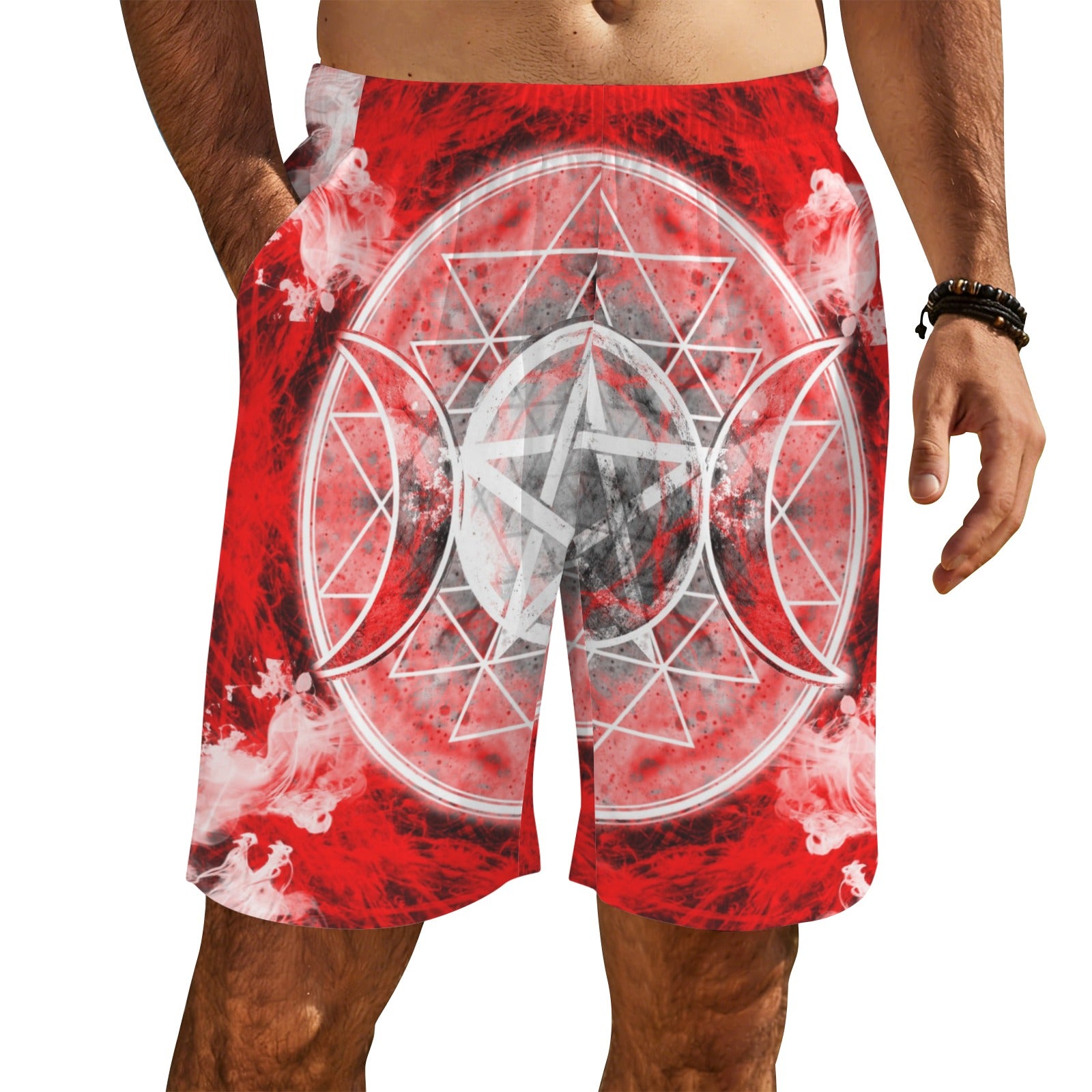 Katerina's Waiting for Hello Triple Goddess Meditations Men's All Over Print Beach Shorts (Sets 26) | Ships from USA