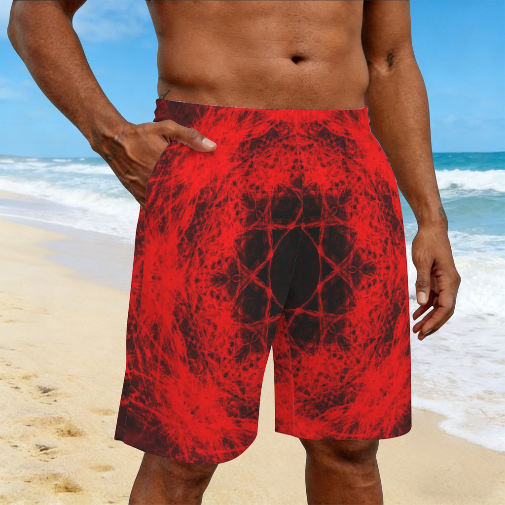 Katerina's Waiting for Hello Desires Men's All Over Print Beach Shorts (Sets 26) | Ships from USA