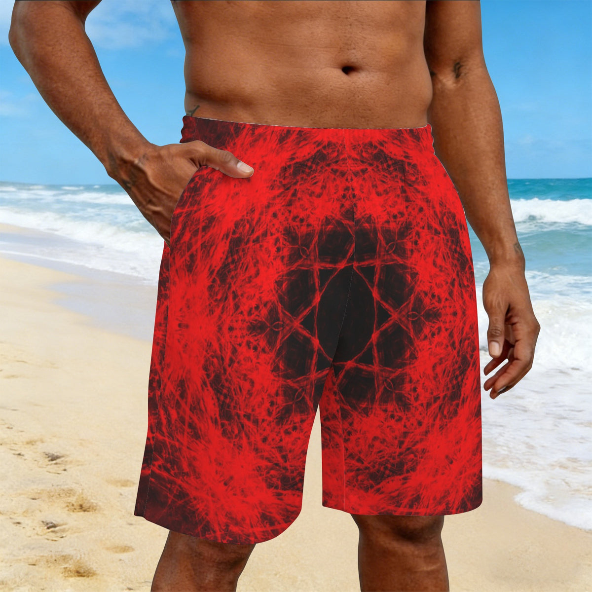 Katerina's Waiting for Hello Desires Men's All Over Print Beach Shorts (Sets 26) | Ships from USA