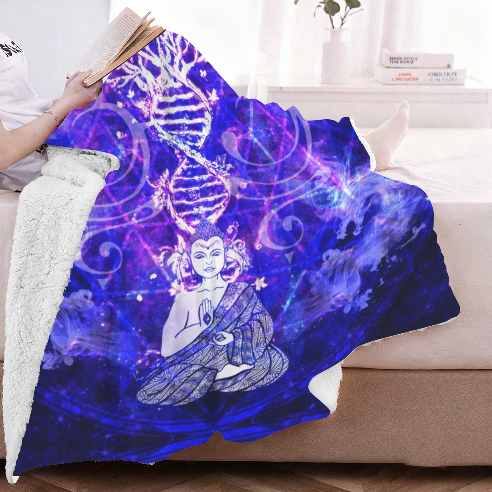 Katerina's Dragon's Eye Desires Buddha Meditations Sherpa Fleece Blanket 60" x 80" | Ships from USA