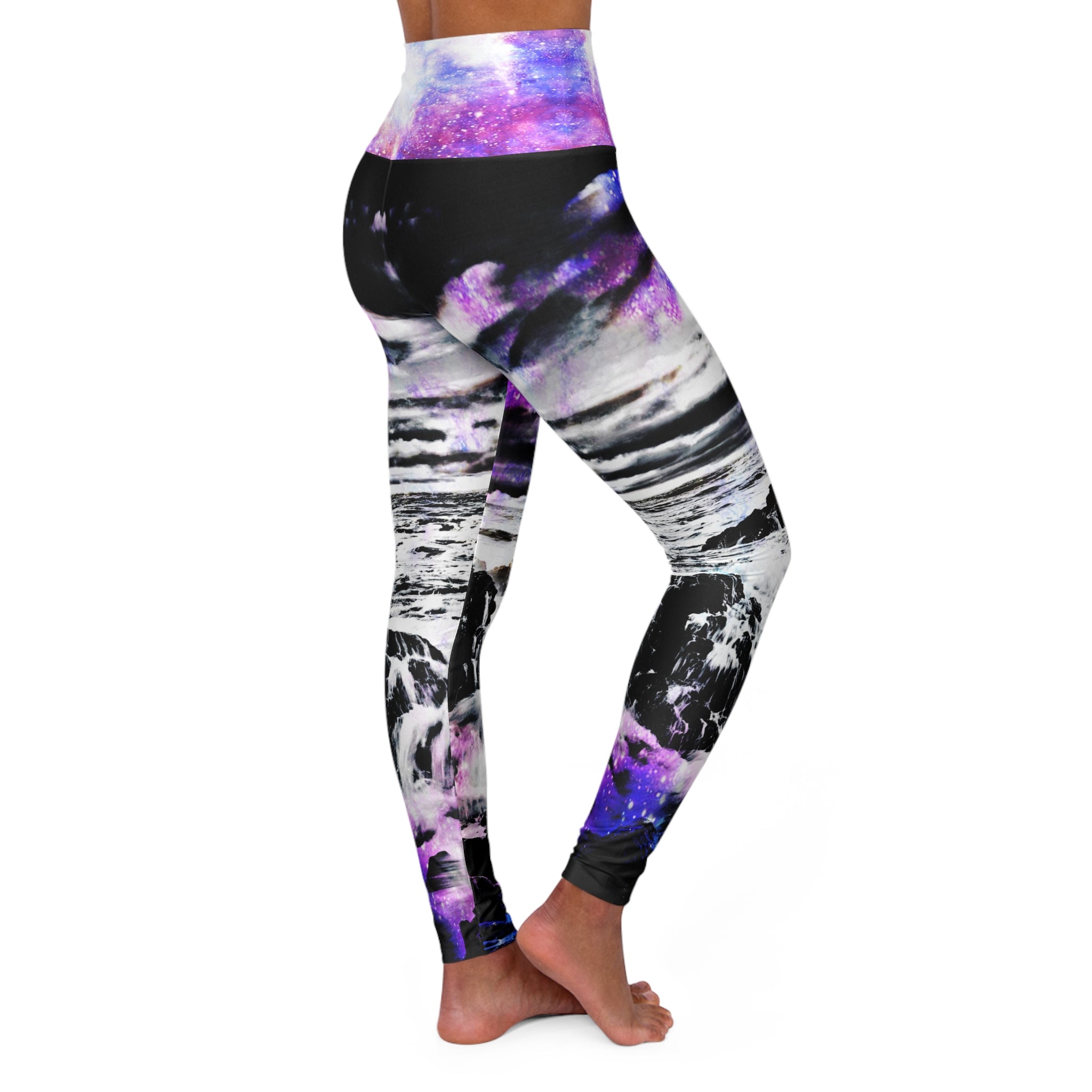 Rainbow Universe Cosmic Falls Dreams High Waisted Yoga Leggings
