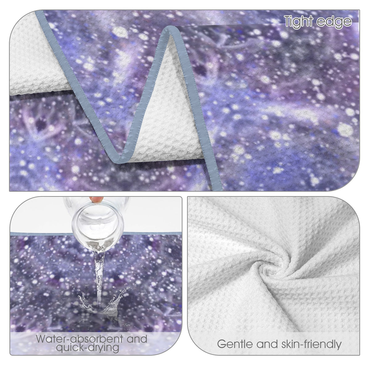 Katerina's Lilac Star Desires Waffle Weave Bath Towel 29" x 58" | Ships from USA