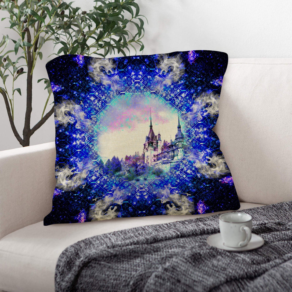 Amen Jin's Katerina's Eros & Psyche Desires Dragoness Dreams Linen Throw Pillow 18" x 18" ( 1 Piece ) | Ships from USA