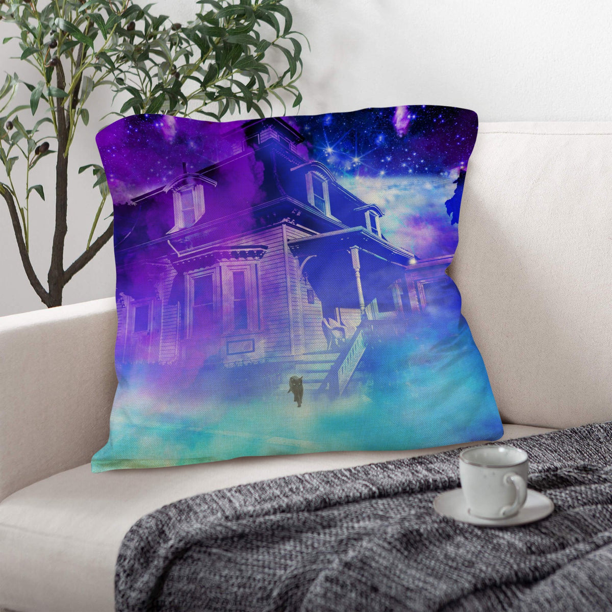 Amen Jin's Katerina's Eros & Psyche Hocus Pocus Dreams Linen Throw Pillow 18" x 18" ( 1 Piece ) | Ships from USA