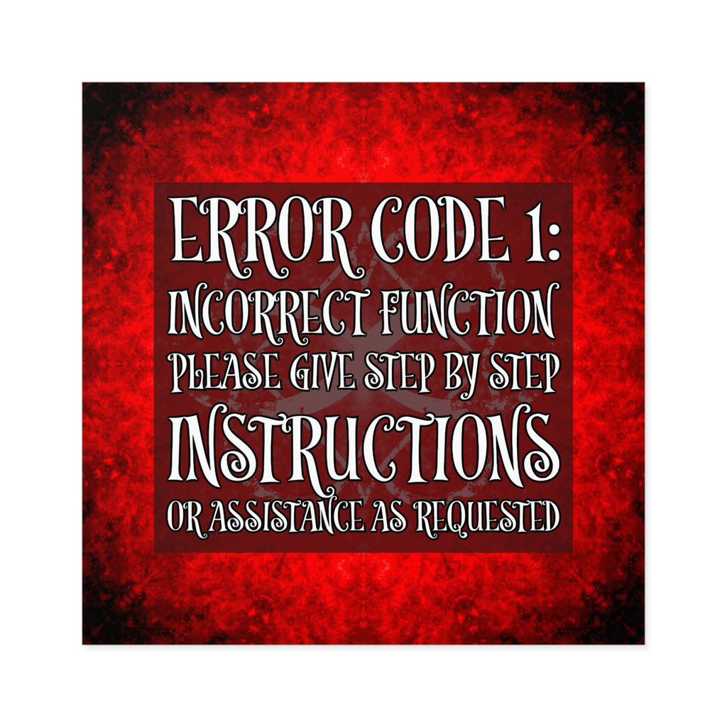 Katerina's Battle Symphony Red Instead Desires 2022 "Error Code 1" Square Stickers, Indoor\Outdoor