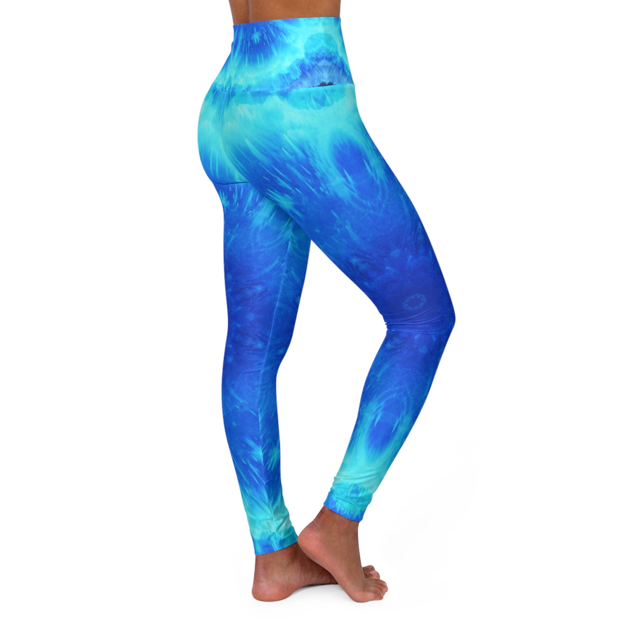 Amen Jin's Blue Fire Desires High Waisted Yoga Leggings