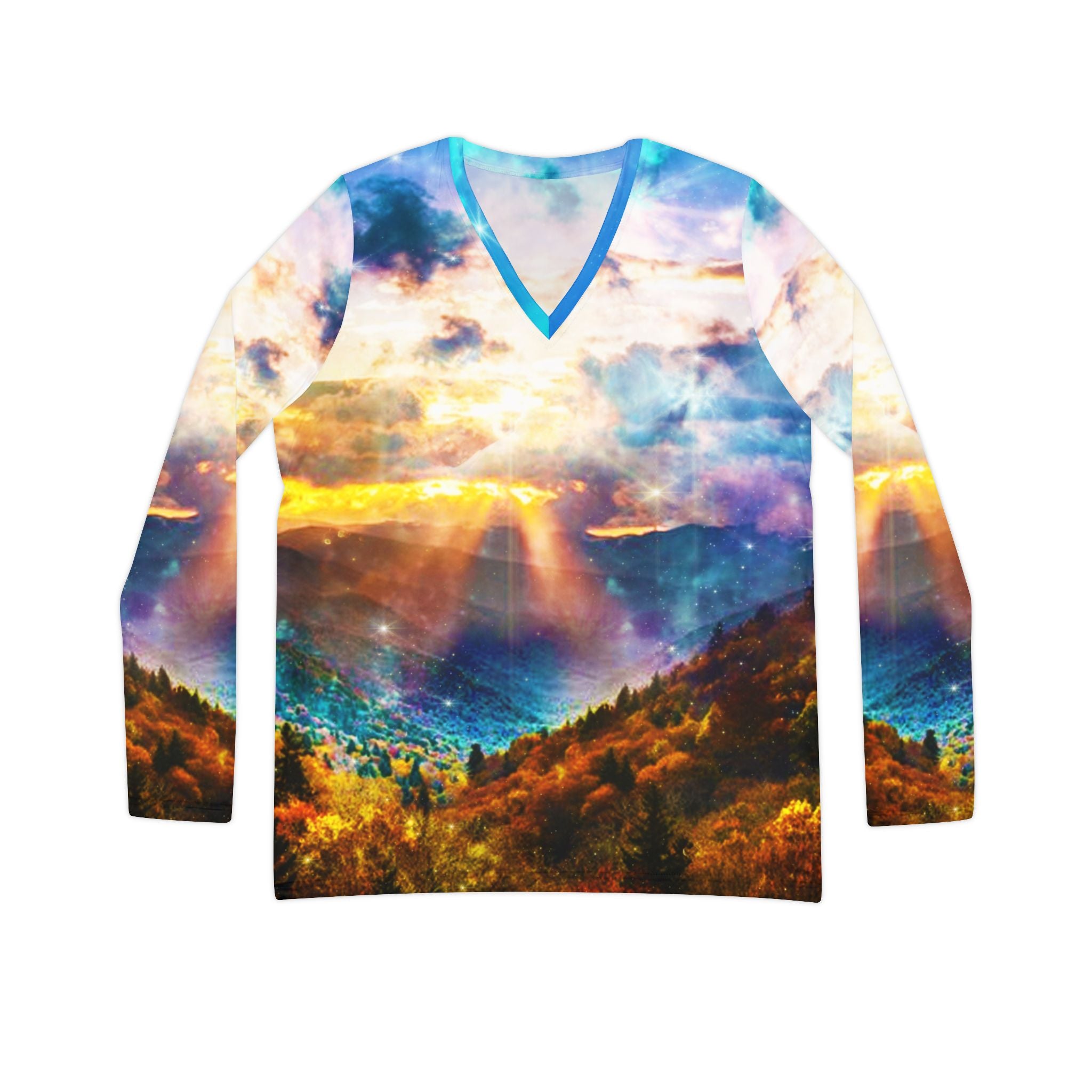 Katerina's Smoky Mountain Memories Dreams Women's Long Sleeve V-neck Shirt