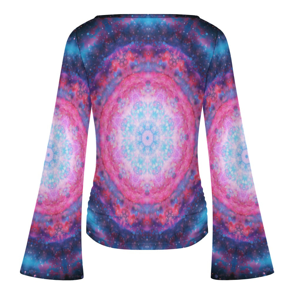 Dark Sky Island Aurora Desires Women's Boat Neck Bell Sleeve T-shirt