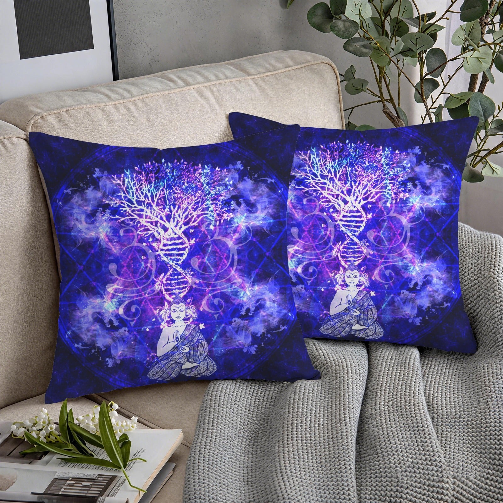 Katerina’s Dragon's Eye Desires Buddha Meditations Custom Pillow Cases 18" x 18" (2-Pack) | Ships from USA