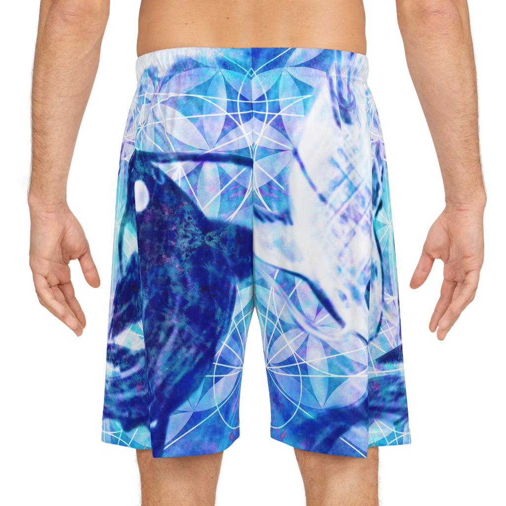 Amen Jin's Mandala of Dragon Fire Desires Koi Meditations Men's Basketball Shorts