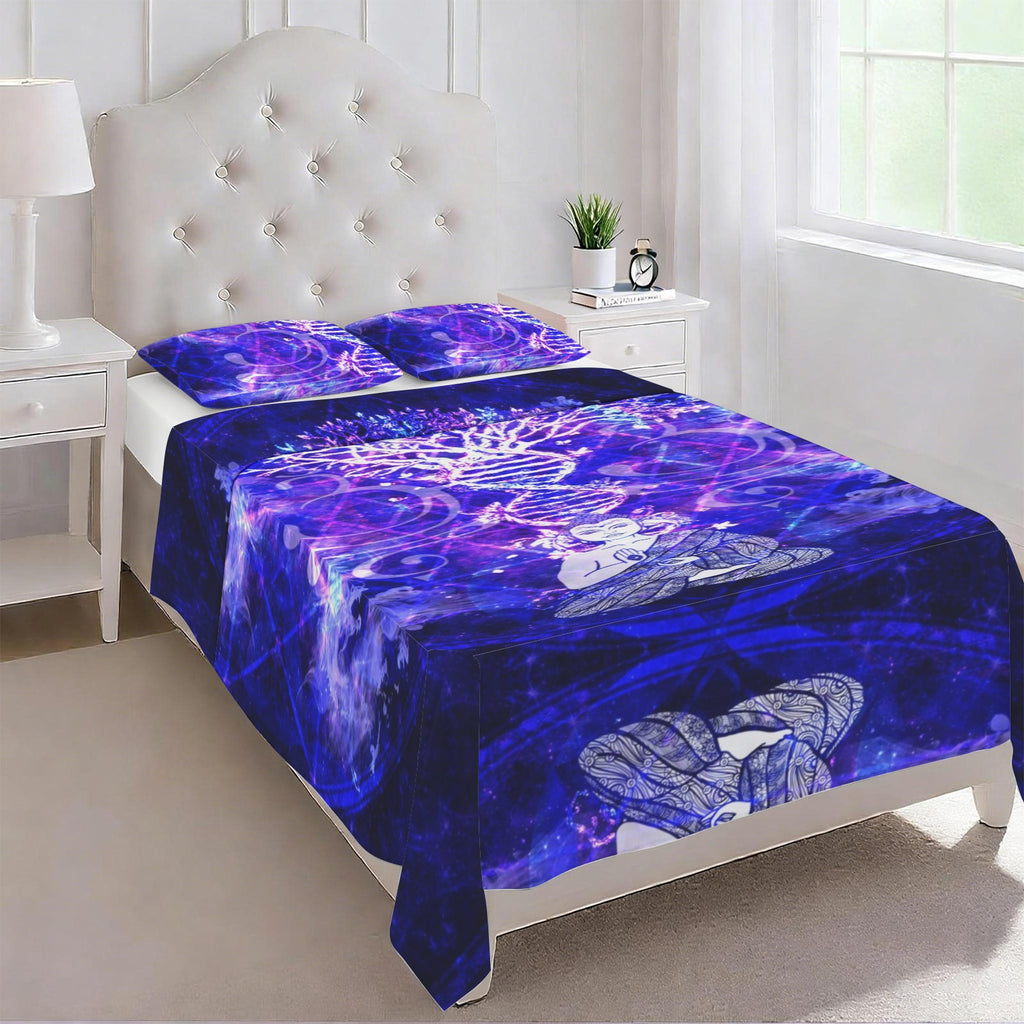 Katerina’s- Dragon's Eye Desires Buddha Meditations 3-Piece Bedding Set (Bed Sheet + Pillowcases)  | Ships from USA